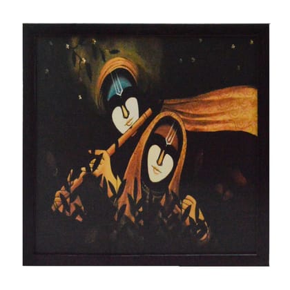 Radha Krishna playing Flute Satin Matt Texture UV Art Painting
