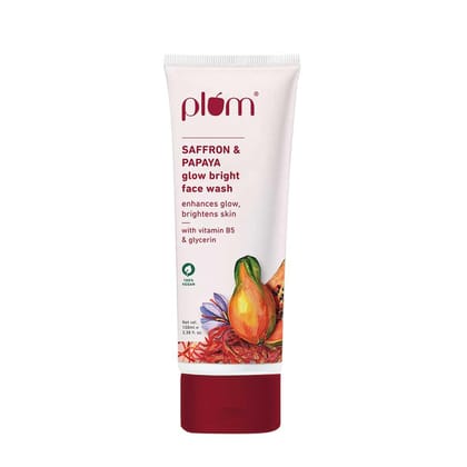 Plum Saffron & Papaya Glow & Brightening Face Wash with Vitamin B5 | Boosts Glow & Brightens Skin | Non-Drying | All Skin Types | Bright Gel Face Wash for Women & Men | for All Skin Types | 100ml Plum Saffron & Papaya Glow & Brightening Face Wash with Vi Plum Saffron & Papaya Glow & Brightening Face Wash with Vitamin B5 | Boosts Glow & Brightens Skin | Non-Drying | All Skin Types | Bright Gel Face Wash for Women & Men | for All Skin Types | 100ml Plum Saffron & Papaya Glow & Brightening Face Wash with Vi