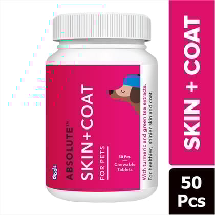 Drools Absolute Skin + Coat Tablet- Dog Supplement, 50 Pieces