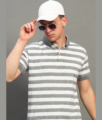 GET GOLF Pack of 1 Cotton Blend Regular Fit Striped Half Sleeves Men's Polo T Shirt ( Grey )