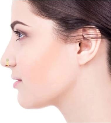 Beautiful Gold Plated Nose Pin U Long 7 Stone Wedding Nose Ring Fashion Gift Jewellry Pack of 1