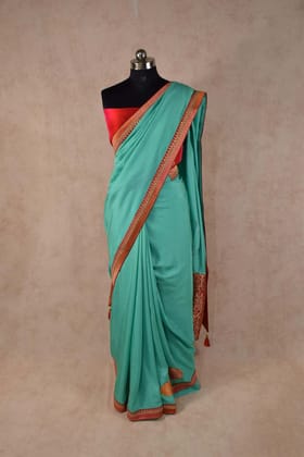 Beautiful Banarasi Pallu Saree with raw silk border