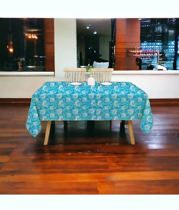 mopak decor Embroidered Polyester 6 Seater Rectangle Table Cover ( 198 x 137 ) cm Pack of 1 Blue