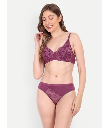 Aprozone Cotton Blend Women's Bra & Panty Set ( Red ) Lingerie Set