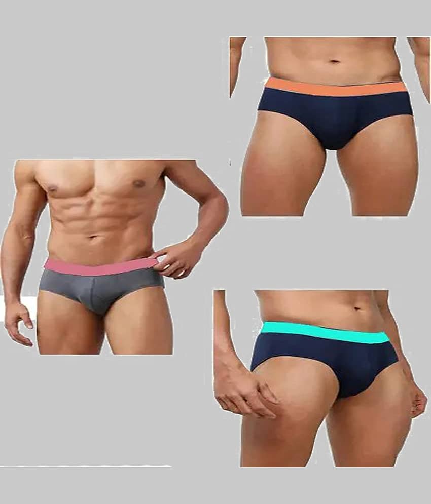 CAVENDRES Pack of 3 Cotton Blend Briefs For Men's ( Multicolor )