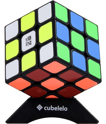 Cubelelo High Stability QiYi Sail 3x3 Black Magic Speed Cube Toy for Kids & Adults Magic Speedy Brainstorming Puzzles Cube (Multicolor)