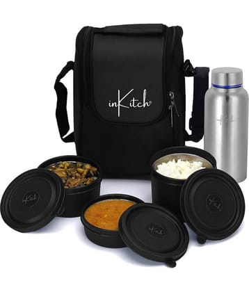 inKitch Microwave Tiffin Box + Bottle Stainless Steel Lunch Box 4 - Container ( Pack of 1 )