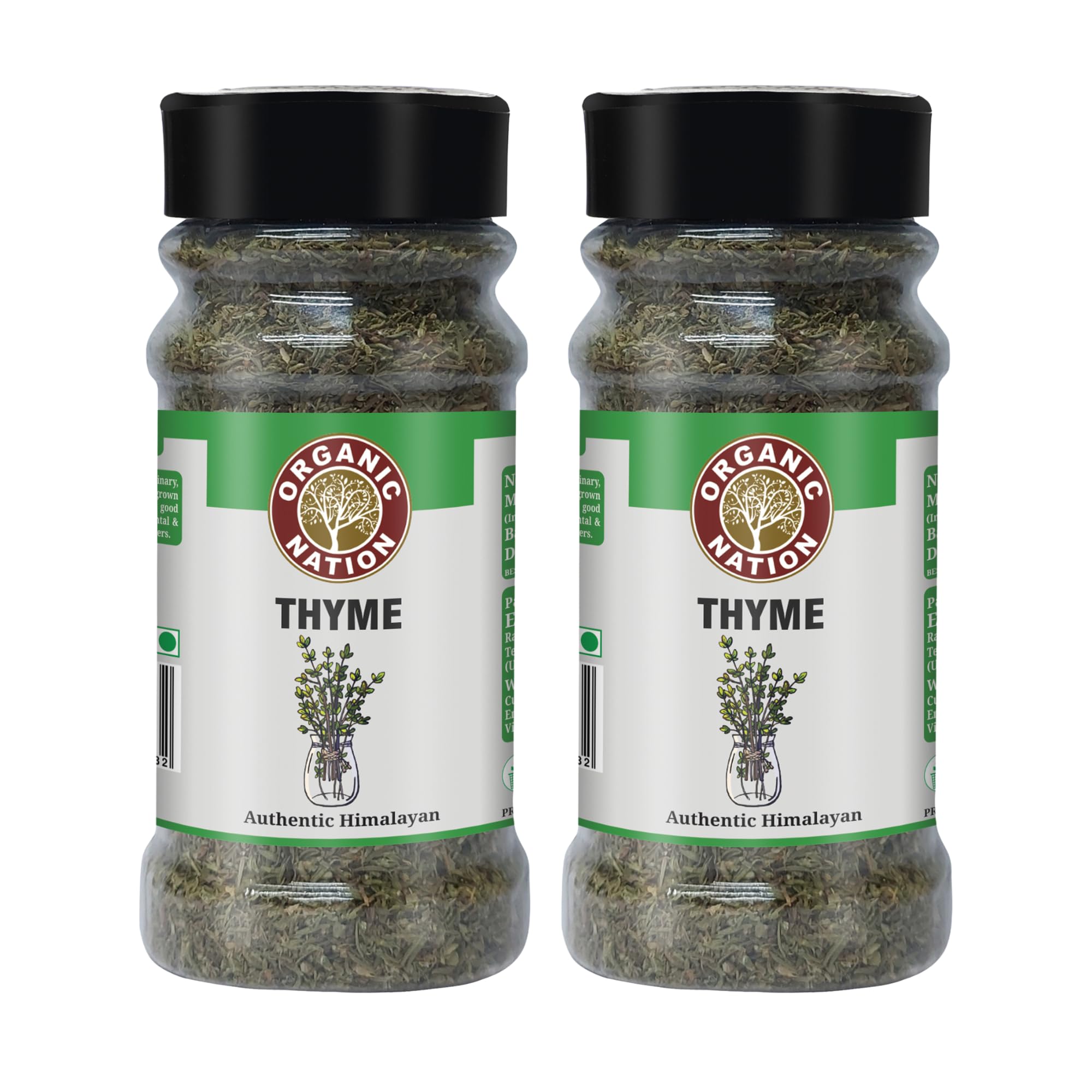 Organic Nation Thyme Leaves 40g (Pack of 2) | Dried Thyme for Cooking | Aromatic Herb for Grilling, Soups, Stews & Roasting