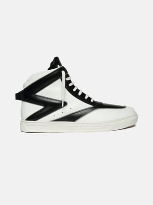 ZH IV - WHITE - White Two-Tone High-Top Leather Sneakers-6