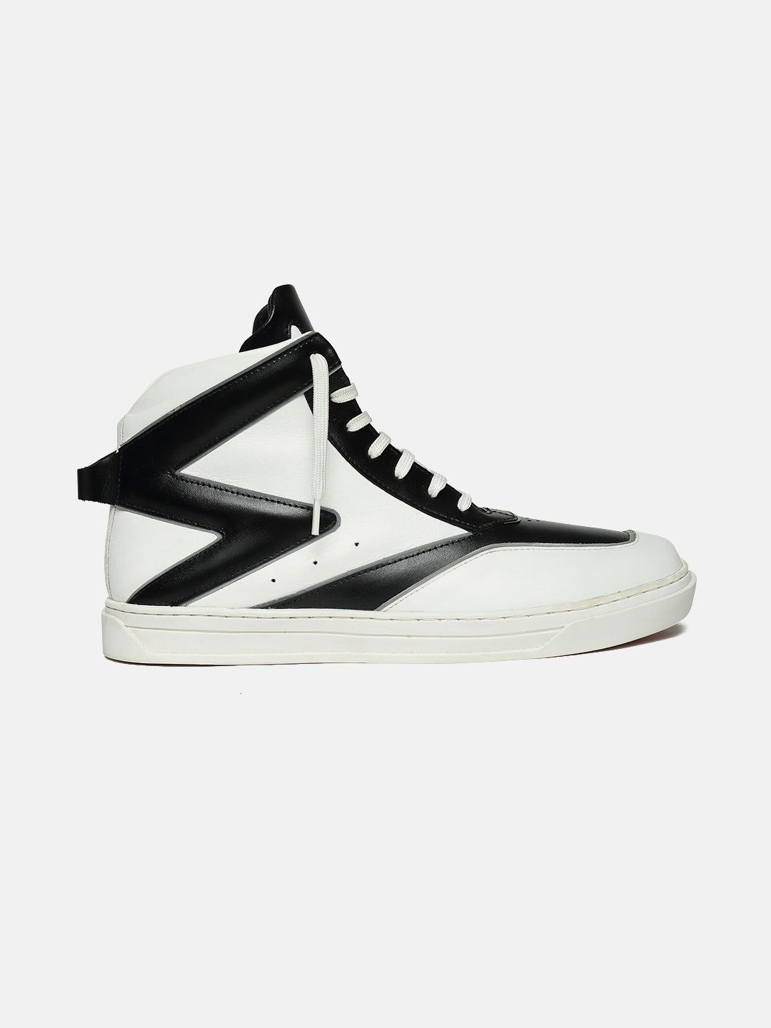 ZH IV - WHITE - White Two-Tone High-Top Leather Sneakers-6