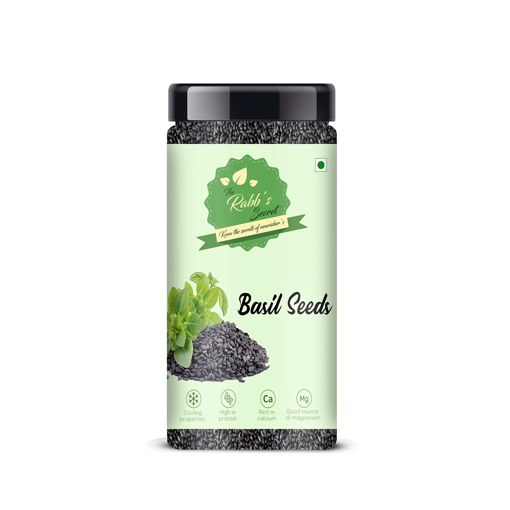 The Rabb's Secret - Raw Basil Seeds Jar 150gm For Eating & Weight Management | Sabja Seeds| Kamakasturi Seeds| Tukmalanga Seeds