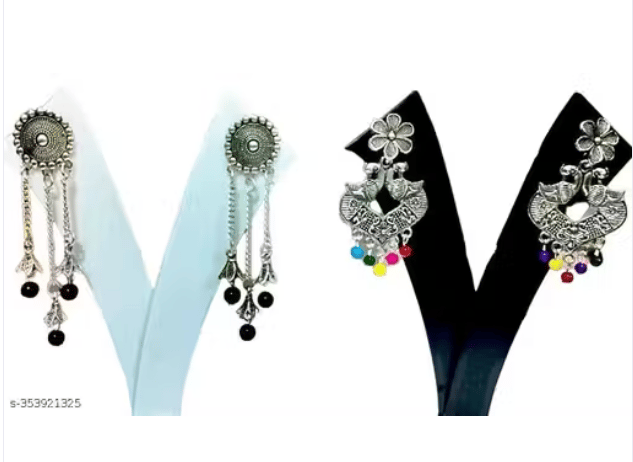2 pcs combo oxidised long earrings for girls and women for all occasion