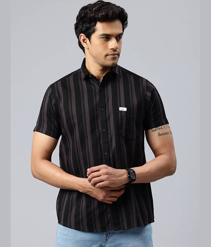 MAJESTIC MAN 100% Cotton Slim Fit Striped Half Sleeves Men's Casual Shirt - Blue ( Pack of 1 )