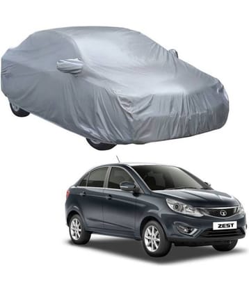 Autoretail Silver Color Dust Proof Car Body Polyster Cover With Mirror Pocket Polyster For Tata Zest
