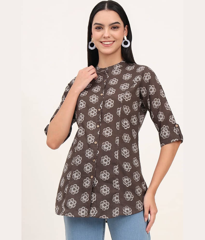 Divena Women's Cotton A-Line Top ( Grey )