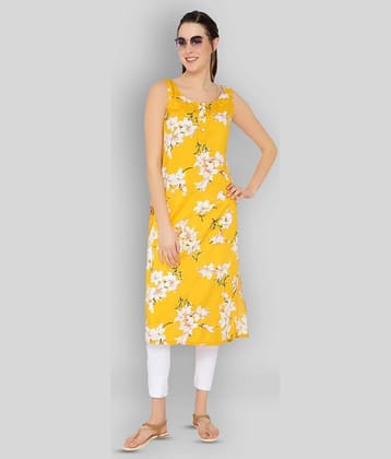 GALWIZ - Yellow Crepe Women's Straight Kurti ( Pack of 1 )