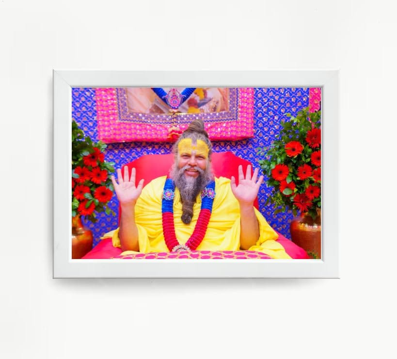 NOKKES Premanand Ji Maharaj White Religious Photo frame 5X7 Inch Photo Frame_WEW67