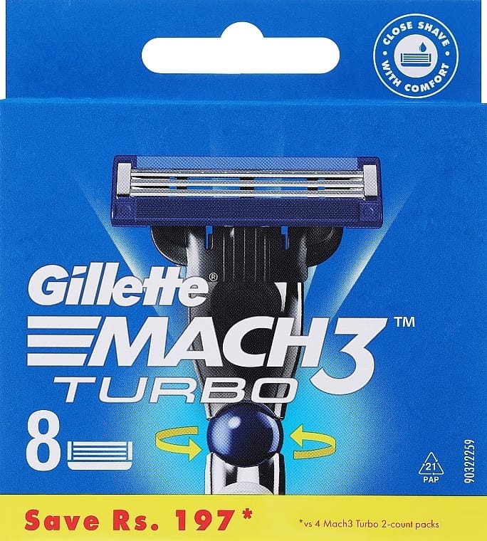 Gillette Mach 3 Turbo Refill Cartridges, 8 pcs.