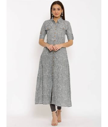 FabbibaPrints - Brown Cotton Blend Women's Front Slit Kurti ( Pack of 1 )