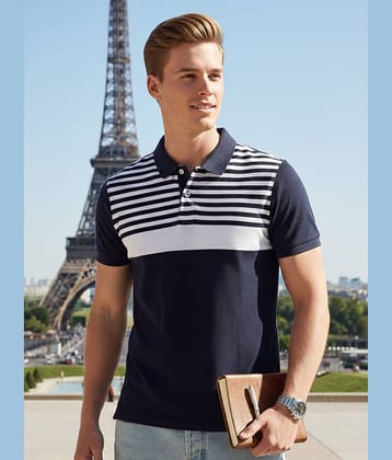 GET GOLF Men Cotton Blend Regular Fit Striped Polo T Shirt ( Multicolor )