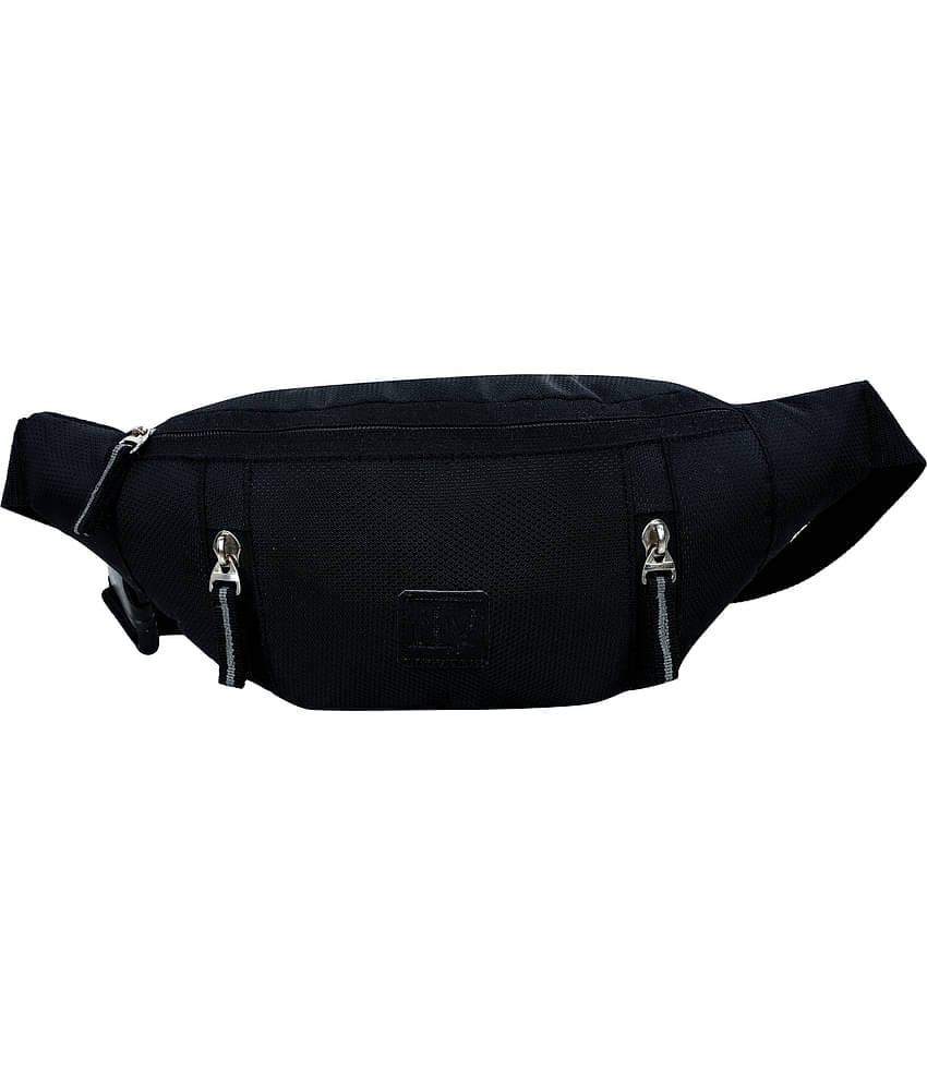 Leather World Polyester Black Waist Pouch