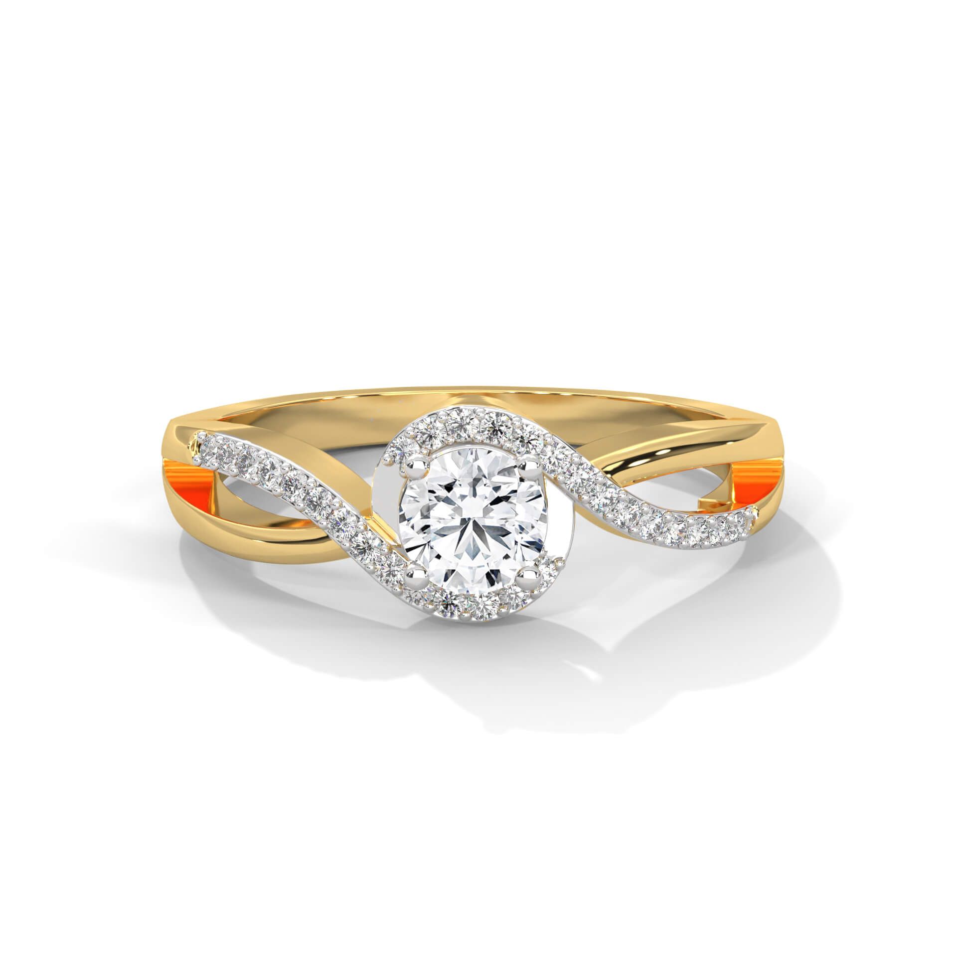 Nevana Silver 0.35ct Moissanite Solitaire Ring | 22KT Gold Vermeil-13 / Yellow Gold