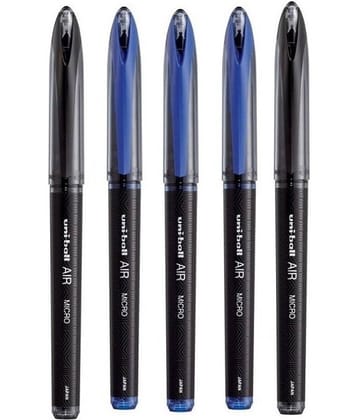 Uni Ball Air (3 Blue + 2 Black) Roller Ball Pen (Pack Of 5, Blue, Black)