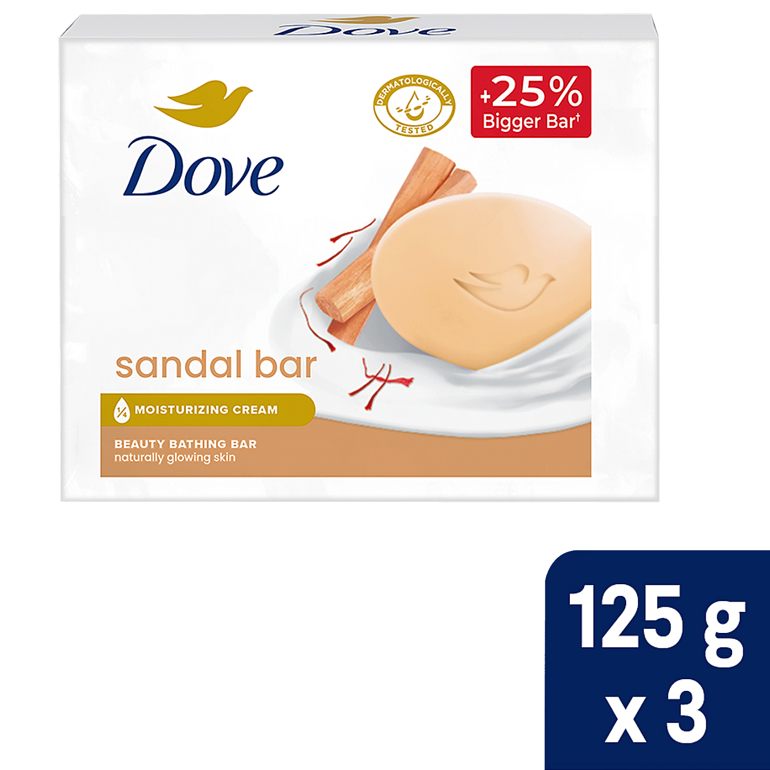 Dove Moisturizing Cream Beauty Bathing Bar, 125 g x 3