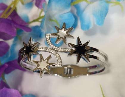 Stainless Steel Rosegold/Silver Plated Star Shape Kada-STKD 2626