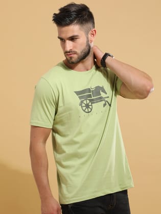 Lime Green Horse Crewneck T-Shirt-L