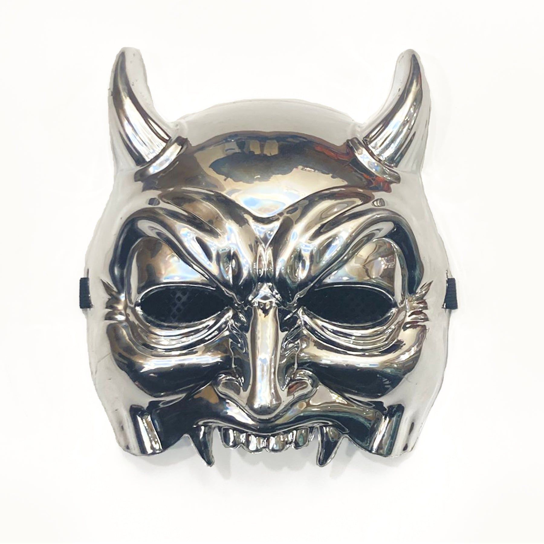 Silver Chrome Broken Jaw Devil Face Mask - 1PC