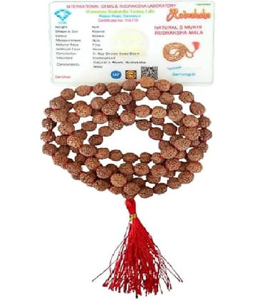Hare Krishna Food For Soul 5 Mukhi Rudraksh Mala | Rudraksh Bead | 108 Bead Mala 5 Mukhi Rudraksha Mala ( Pack of 1 )