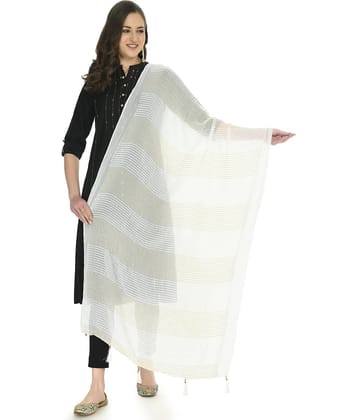 A R Silk - White Chiffon Women's Dupatta - ( Pack of 1 )