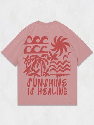 Sunshine is my Healing Oversized T-Shirt-Coral Haze / S