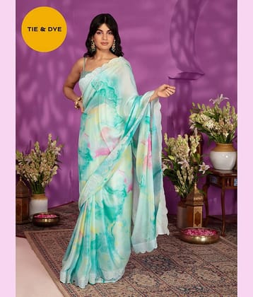 Gazal Fashions Nylon Printed Saree With Unstitched Blouse Piece ( Multicolor )