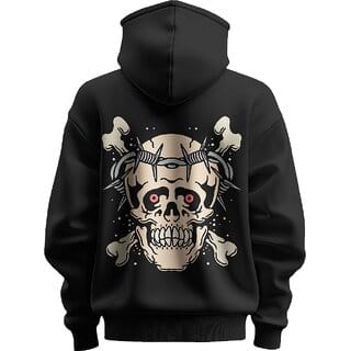 BULL CLOTHING Men's Face Black Hoodie  Bold Design with Barbed Wire  280 GSM Fleece for Ultimate Comfort and Style (S)