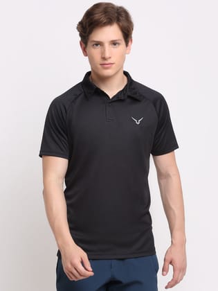 Invincible Men’s Raglan Polo Tee-Black / S