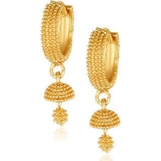Filigree work   Hoop Earring Clip on fancy drop Bali Earring for Women and Girls [VFJ1482ERG]