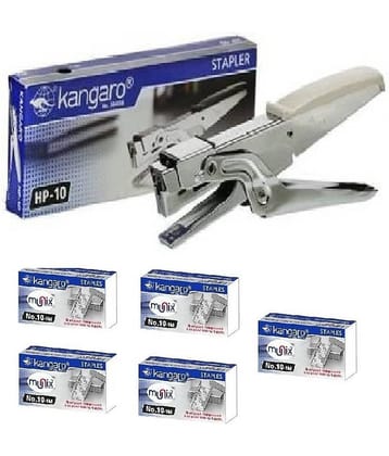 Kangaro Desk Essentials HP-10 All Metal Plier Stapler | Sturdy & Durable for Long Time Use| Sturdy & Durable for Long Time Use | 5000 pcs of No. 10 Stainless Steel Staple Pin | Pack of 6