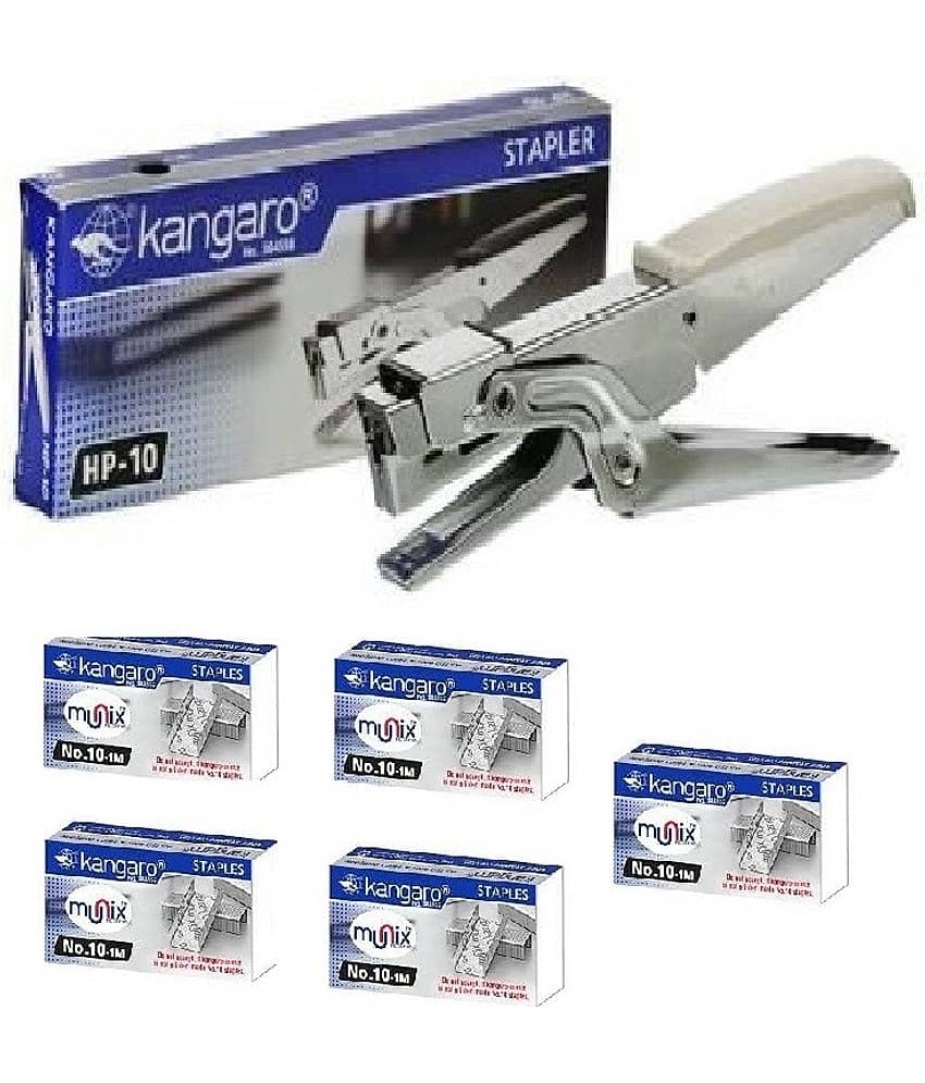 Kangaro Desk Essentials HP-10 All Metal Plier Stapler | Sturdy & Durable for Long Time Use| Sturdy & Durable for Long Time Use | 5000 pcs of No. 10 Stainless Steel Staple Pin | Pack of 6