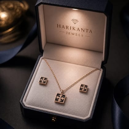 Luxury Snowflake Square Pendant Necklace & Stud Earrings Set Party Wear for Women