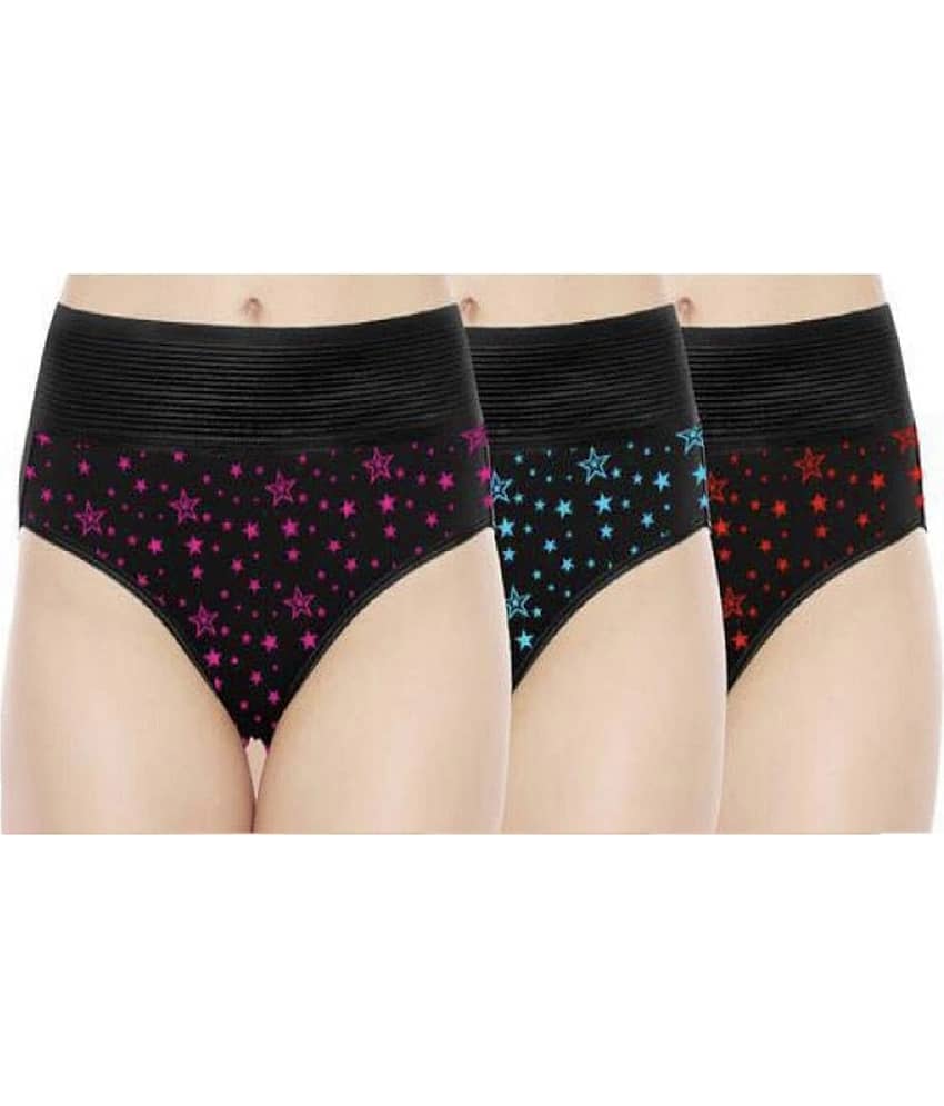 Leavess Cotton Blend Hipster ( Black , Pack of 3 )