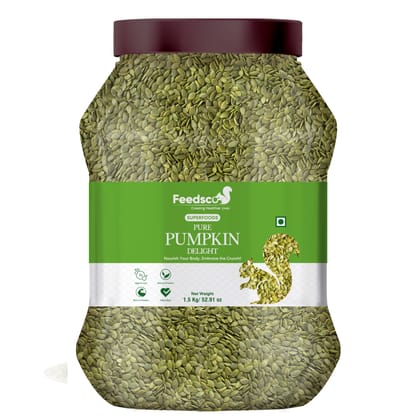 Feedsco Pumpkin Seeds 1.5 kg - 100% Organic Raw Pumpkin Seeds for Eating | Immunity Booster and Protein Rich Seeds | Healthy Diet Snacks | Weight Management | Rich in Fibre