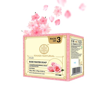 Khadi Natural Rosewater Soap Combo Pack Of 3 – 125gm Each Khadi Natural Rosewater Soap Combo Pack Of 3 – 125gm Each