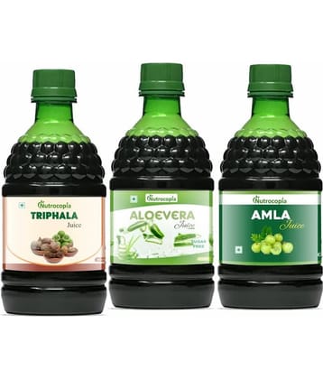 NUTROCOPIA Triphala, Aloe vera & Amla Juice to Relieves Constipation Pack of 3 of 400 ML(1200 ML)