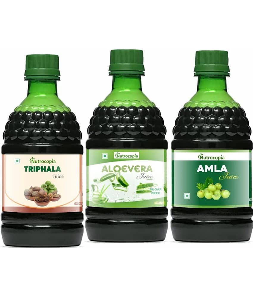 NUTROCOPIA Triphala, Aloe vera & Amla Juice to Relieves Constipation Pack of 3 of 400 ML(1200 ML)