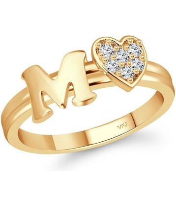 Vighnaharta cz alloy Gold plated Valentine collection Initial '' M '' Letter with heart ring alphabet collection for women and Girls
