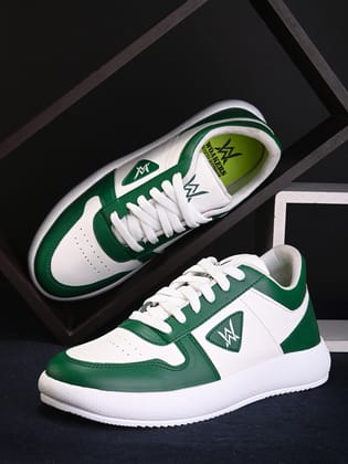 Woakers Green White synthetic leather Lace up Causal ShoesforMen - UK9