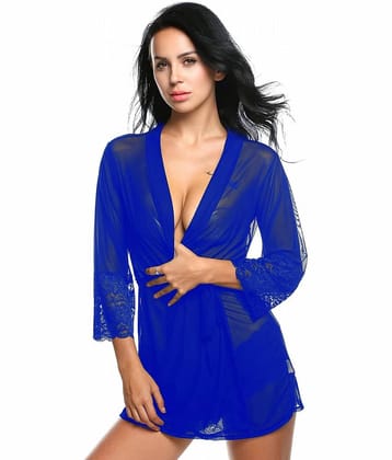 CELOSIA Net Baby Doll Dresses With Panty - Blue Single