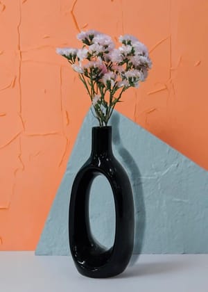 Classic Black Ceramic Decorative Flower Vase
